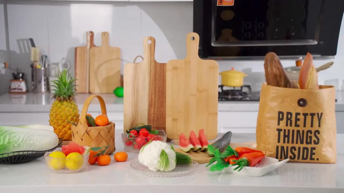 Cutting Board Acacia or Bamboo-Style Handle Boards in Five or Ten-Piece Sets, 15.7 x 7.8 Inches