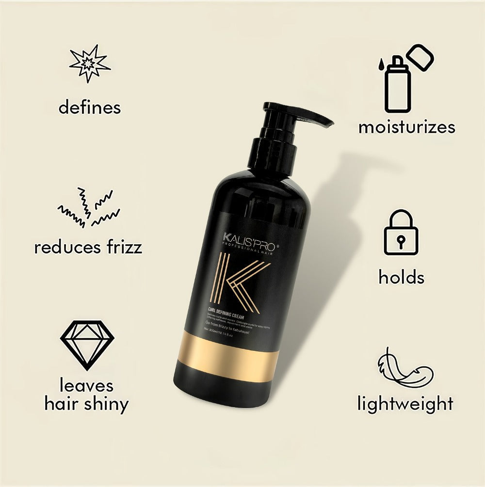 Curl Defining Cream 300ml for Curly Wavy Coily Hair, Frizz Control, Hold, Antistatic Scalp-Safe Hair Styling Cream for Women and Men