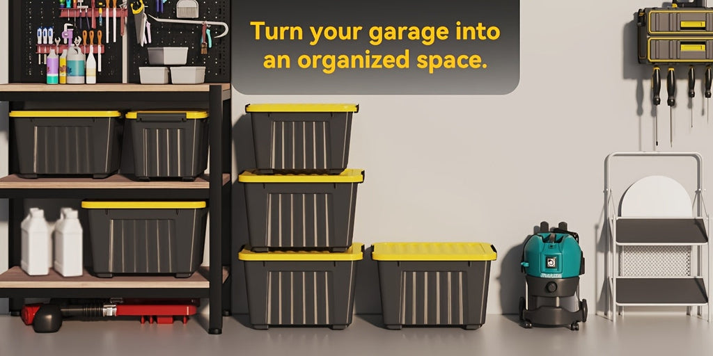 Stackable 72- and 97-Quart Storage Bin Sets with Lids, Wheels, Three Colors and 4- or 6-Pack Options