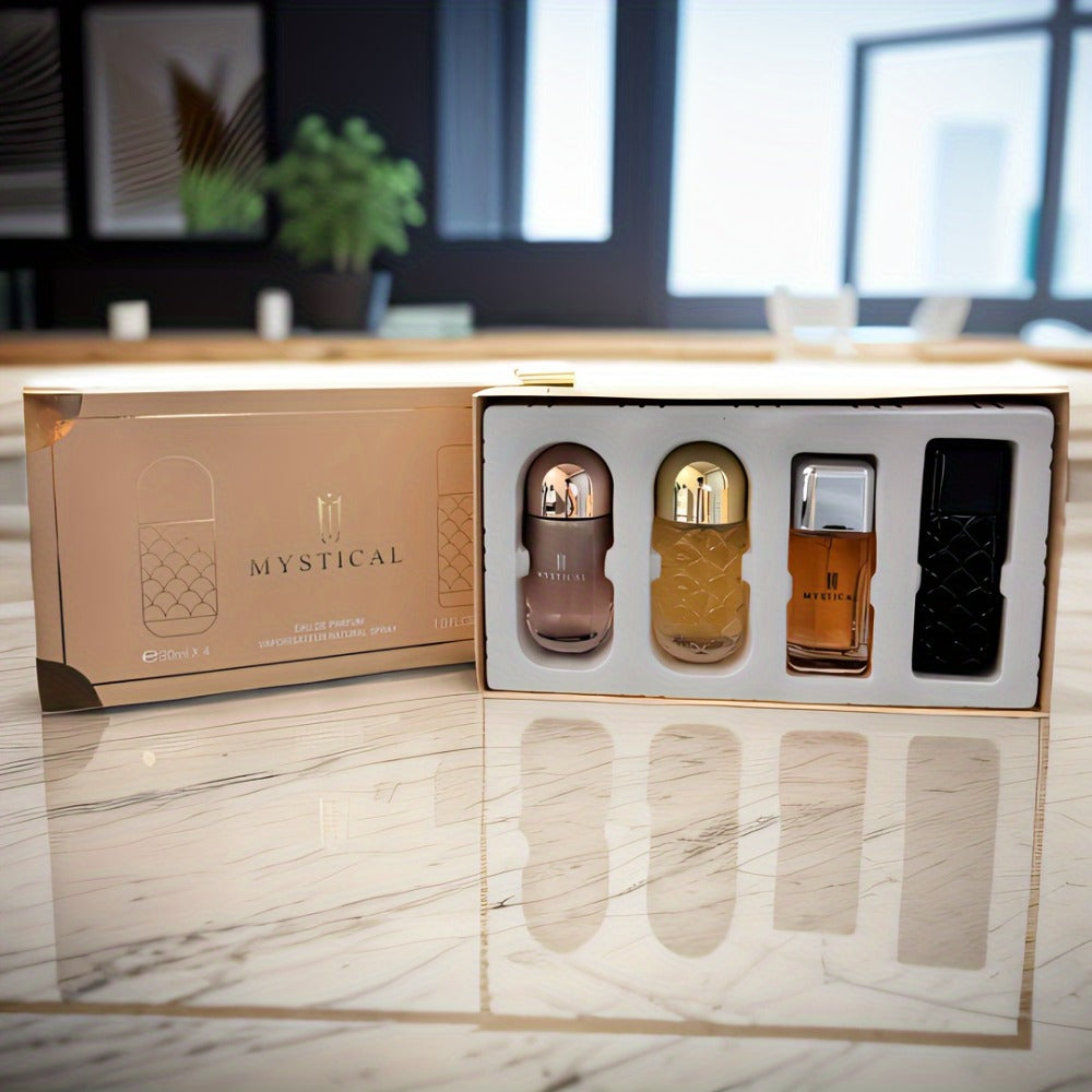 Perfume Gift Set 4 Pieces Travel Size Mini Spray – Long Lasting Fresh Floral Fragrance for Women and Men Unisex Portable Set Mother's Day