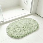 Oval Chenille-Style Bath Mat with Five Color Designs and 40 × 60 to 63 × 95 cm Size Options