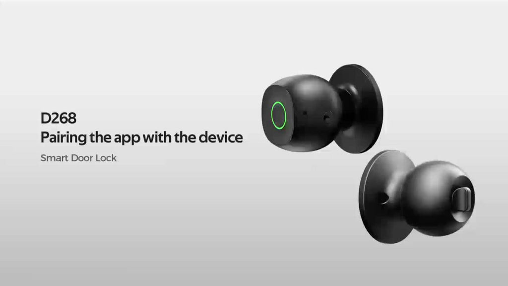 Smart Door Lock Tuya Smart Life Round Knob with Fingerprint App and Mechanical Key Access in Black