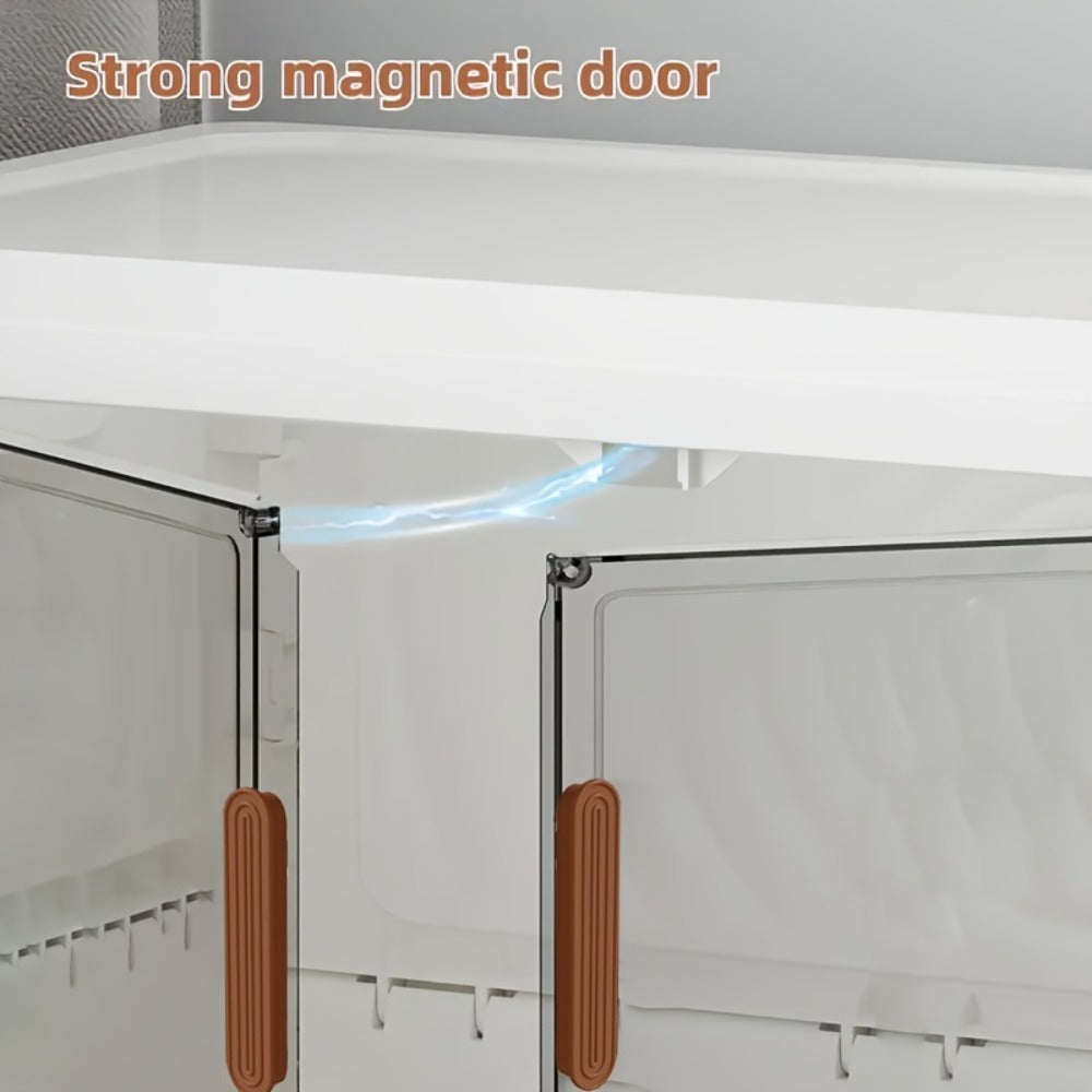 Folding Storage Cabinet 1-6 Tier Collapsible Stackable Organizer with Wheels and Lids – Extra Large Foldable Storage Locker for Closet