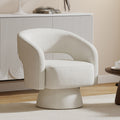Round 360-Degree Swivel Barrel Chair with Open Back, Pedestal Base and Five Textured Upholstery Colors