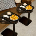 Side Table C-Shaped with 360-Degree Rotating Top, Adjustable Height and Black or Coffee Finish