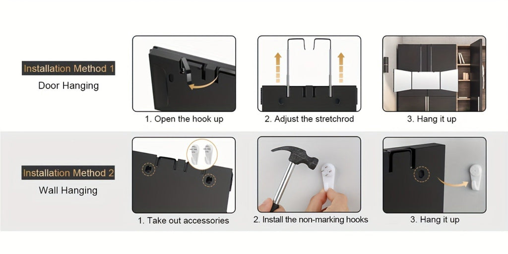 3-Way Self Haircut Mirror with LED Light & Accessories – 360° View Anti-Fog HD Glass, Height Adjustable Door Wall Table Mount