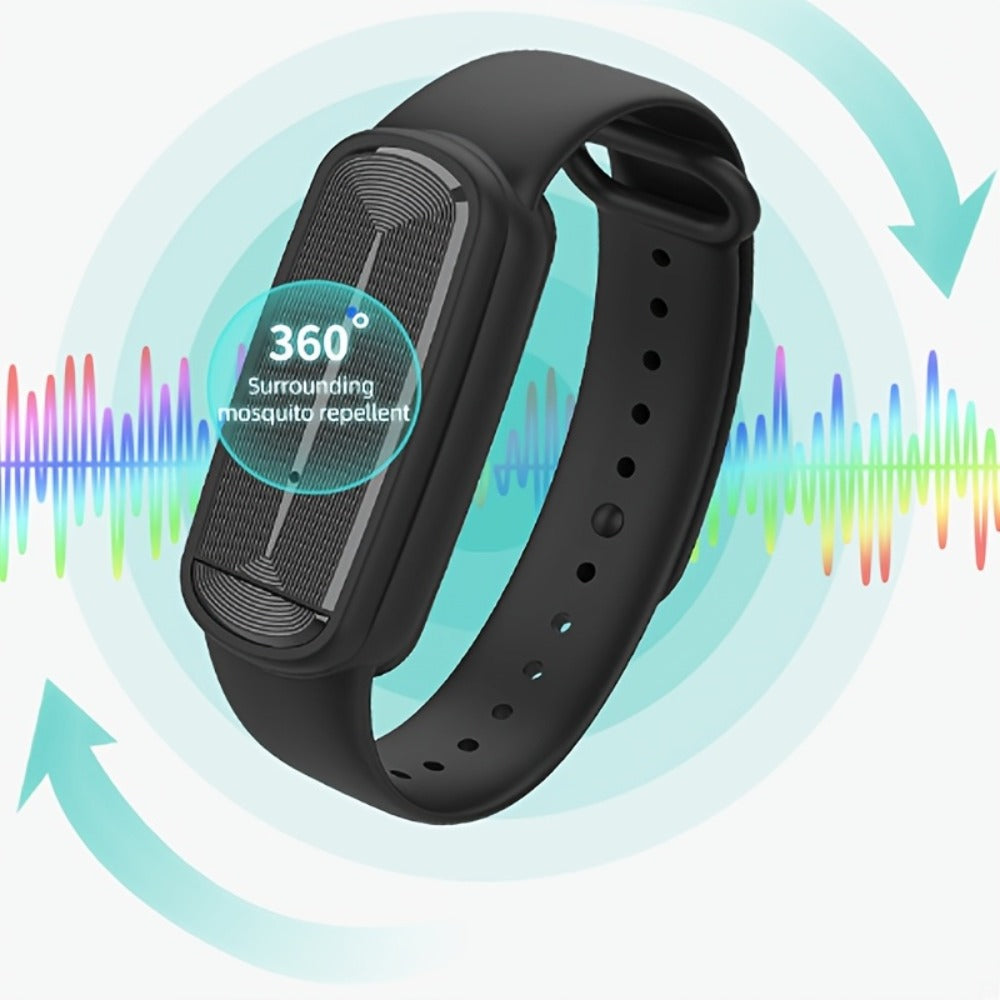 Ultrasonic Mosquito Bracelet 3-Pack, USB Rechargeable Intelligent Bug Wristband for Camping, Outdoor