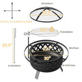30-Inch Steel Wood-Burning Fire Pit with Grill Grate, Mesh Spark Screen, Poker and Diamond-Cut Bowl Design