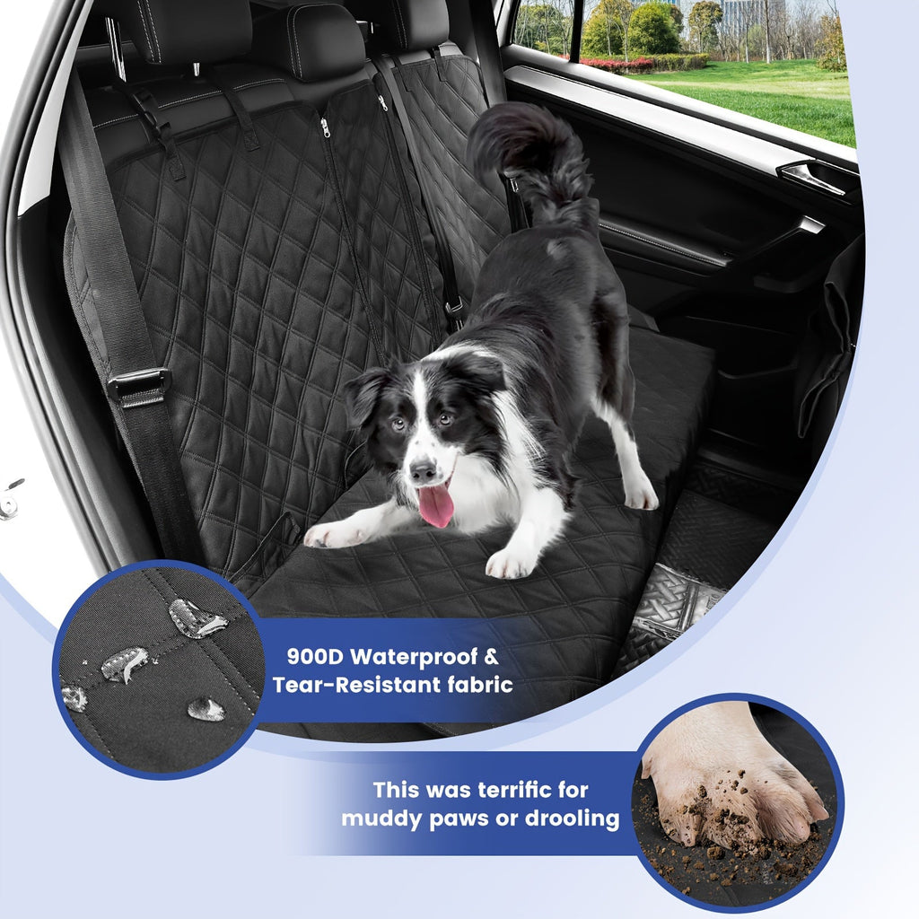 Car Back Seat Cover 60/40 Split Bench Waterproof 900D for Dogs & Kids – Non-Slip Heavy Duty Seat Protector for Cars Trucks SUVs