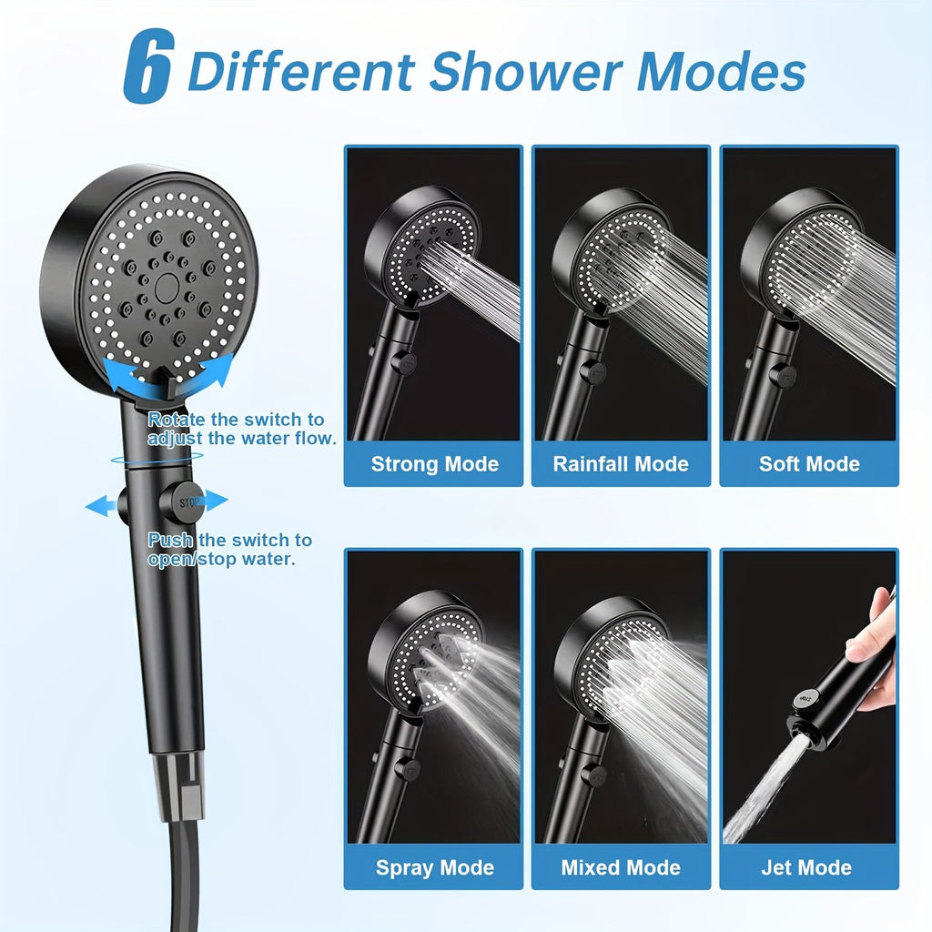 Portable Pet Shower Head with Temperature Display – 6000mAh Rechargeable Battery, 6 Spray Modes & 120-Min Runtime | Cordless Dog Bathing