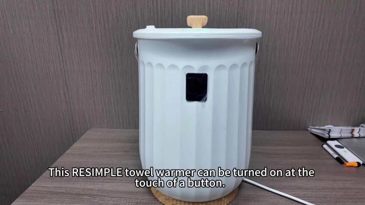 20L Digital Towel Warmer Bucket with LED Display, Four Timer Settings, Child Lock and White Finish