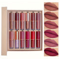 Non-Stick Matte Lip Gloss Set 12 Pcs Non-Fading Long-Lasting Liquid Lipstick Assorted Colors with Wand Applicator