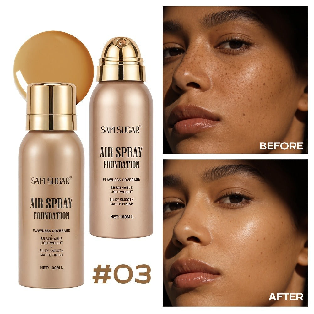 Waterproof Matte Foundation Spray Powder with Brush Set for Women – Sweat-Proof Long-Lasting Full Face Coverage Natural Finish Oil Control