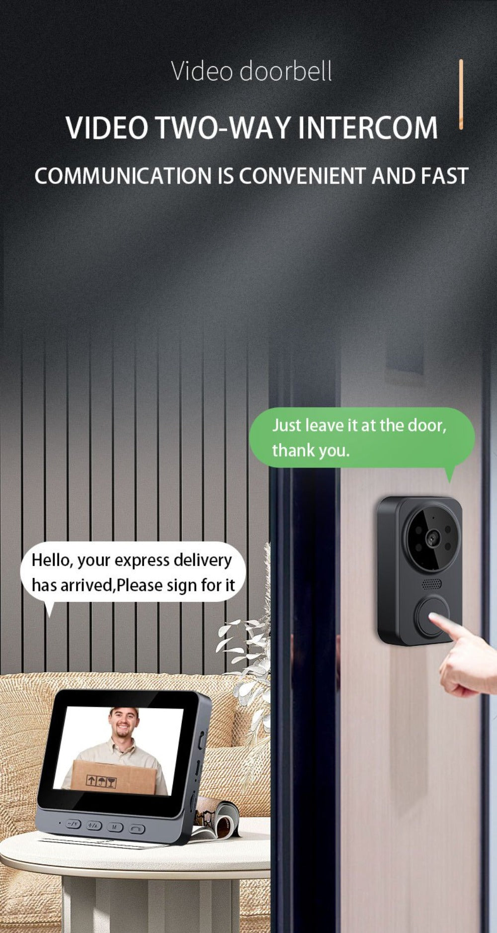 No WiFi Video Doorbell with 4.3" Indoor Monitor 1080P FHD, 120° Wide Angle, 850nm Night Vision, Two-Way Video Intercom
