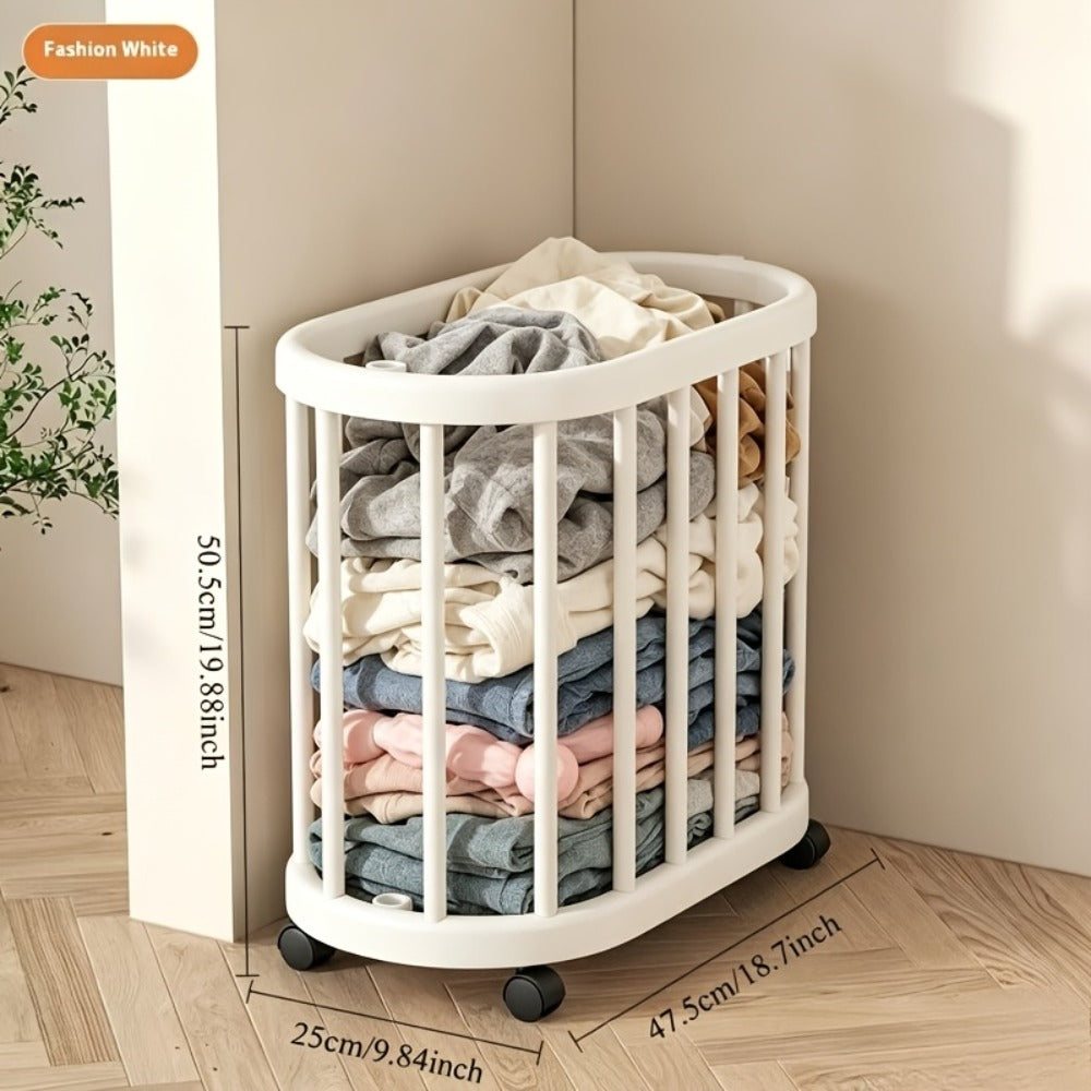 Laundry Hamper with Wheels Large Capacity Slim – Rolling Laundry Basket for Bathroom, Bedroom & Closet, Tall Narrow Clothes Hamper for Yoga