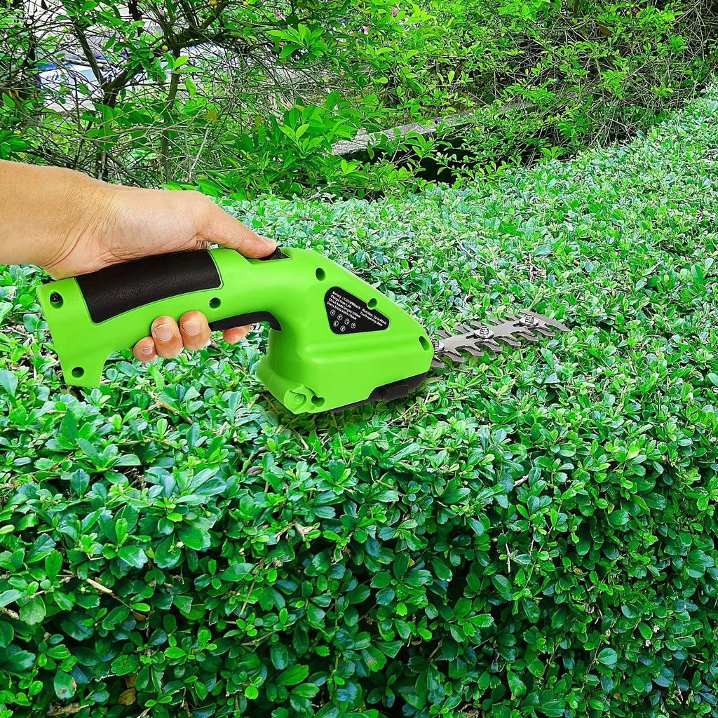 Cordless Hedge Trimmer 2-in-1, USB-C Rechargeable Electric Grass Shear with Interchangeable Blades