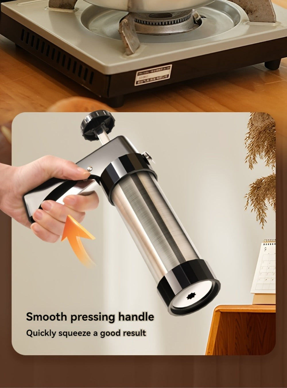 Cookie Press Biscuit Machine 8pcs, Heavy Duty Manual Spanish Cookie Maker with 8 Discs, No Electricity Required, Three-Stable System