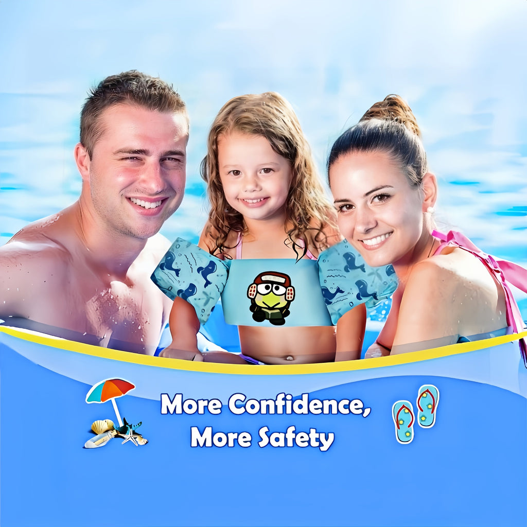 Kids Swim Vest Toddler Floatation Jacket – Sanrio Keroppi Pattern Adjustable Swimming Float Vest for Boys Girls Ages 1-9