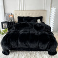 Velvet Duvet Cover Set Fluffy Plush Bedding Minimalist Solid Color, Carved Velvet Quilt Cover with Pillow Shams