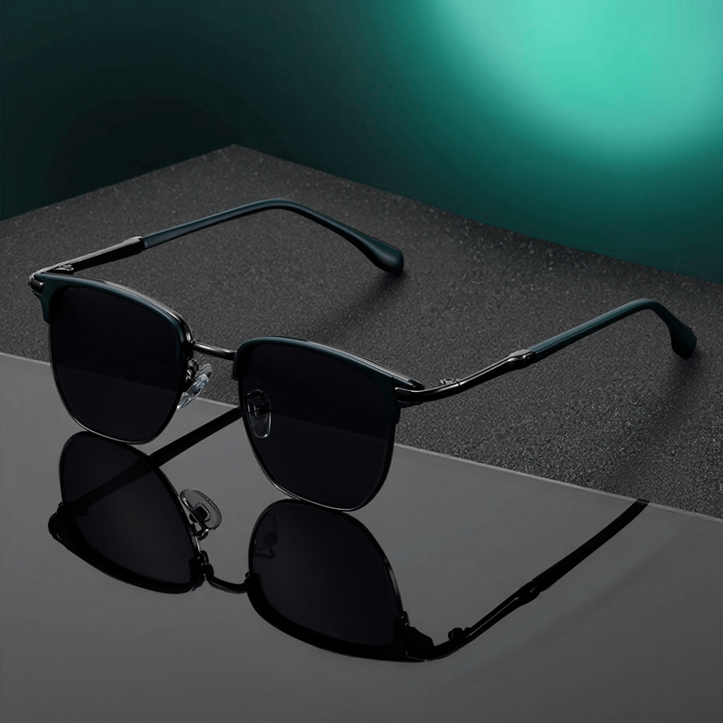 Semi-Rim Sunglasses for Men with UV400 Tinted Lenses, Retro Half Frame and 4 Metal Color Options