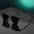 Semi-Rim Sunglasses for Men with UV400 Tinted Lenses, Retro Half Frame and 4 Metal Color Options