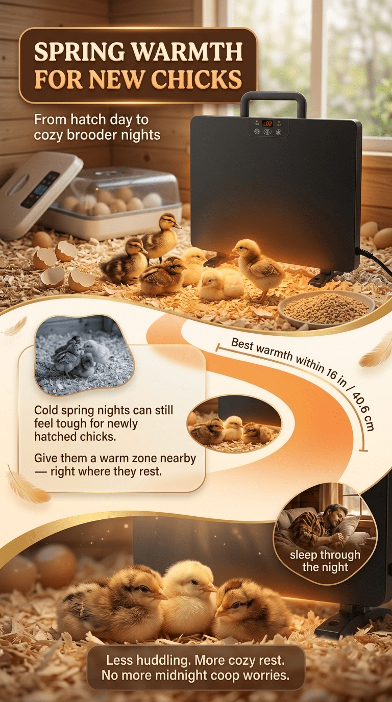 Brooder Heater, Chick Duck Quail 3 Heat Levels Timer Digital Display for Garden, Patio and Yard Use