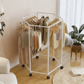 White Four-Sided Rolling Clothing Rack with Multiple Hanging Rails and 120 x 35 x 35 cm Frame
