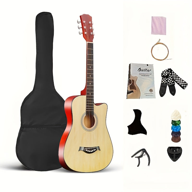 38-Inch Matte Acoustic Guitar Kit with Gig Bag and Accessories shown in the Khaki option