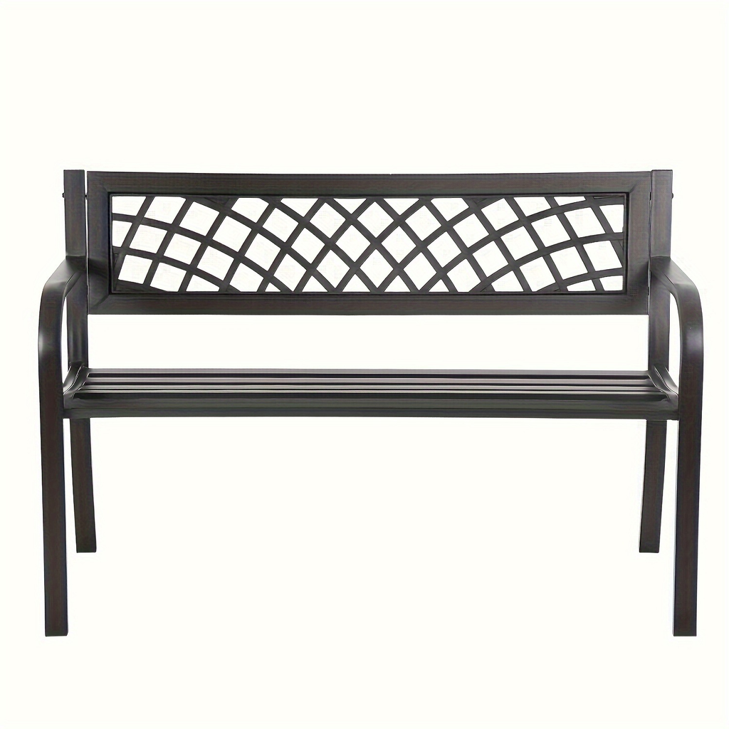 Garden Bench Outdoor Solid Black Metal Frame Patio Seating Park Bench for Backyard Lawn Porch Entryway for Garden, Patio and Yard Use