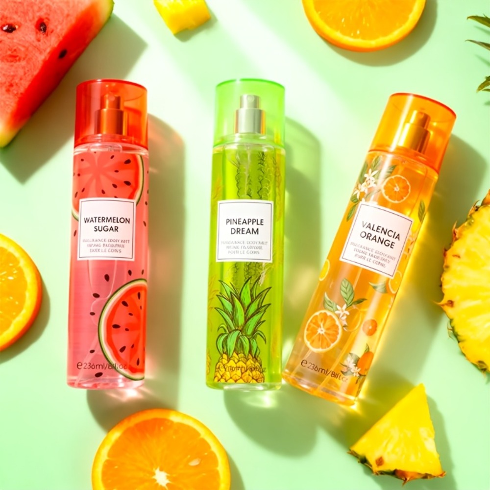 Body Spray for Women 4-Pack 8.4oz Each Hair Body Fragrance Mist Set 20 Floral Fruity Scents Daily Use Gift Value Bundle 250ml Per Bottle