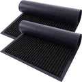 Door Mat 2-Pack Indoor Outdoor Welcome Entryway Rug Non-Slip Low Profile Polyester Floor Mat for Front Door Patio Porch Mudroom
