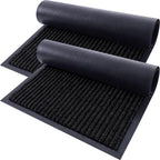 Door Mat 2-Pack Indoor Outdoor Welcome Entryway Rug Non-Slip Low Profile Polyester Floor Mat for Front Door Patio Porch Mudroom