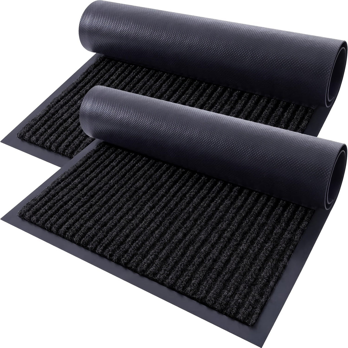 Door Mat 2-Pack Indoor Outdoor Welcome Entryway Rug Non-Slip Low Profile Polyester Floor Mat for Front Door Patio Porch Mudroom