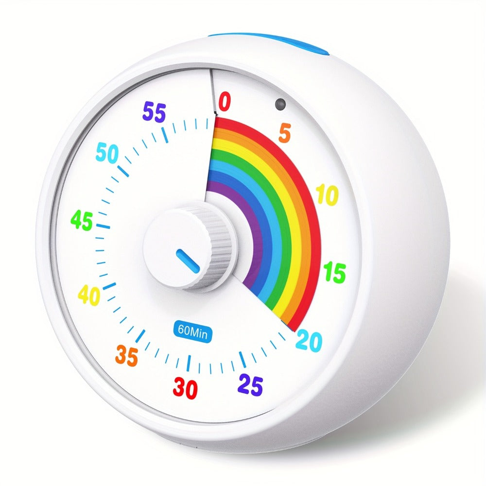 Visual Timer 60 Minute Countdown Silent Tomato Timer Rainbow Pattern for Classroom Office for Home Cooking, Dining and Outdoor Meals