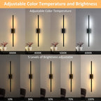 Cordless Two-Piece LED Wall Light Bar Set with Remote, 3000–6000K Range and 31-Inch Black Fixtures
