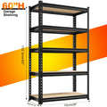 Shelving Unit 5-Tier Metal Storage Shelves, 60"H x 28"W x 12"D Adjustable Steel Rack for Garage, Closet