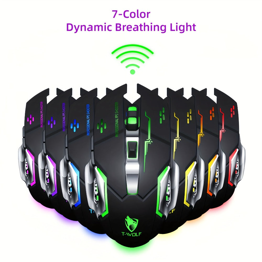 Wireless Gaming Mouse RGB Rechargeable T-WOLF 2.4GHz Large Mouse for PC Laptop Tablet Mac for an Everyday Personal Care Routine