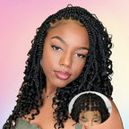 Sixteen-Inch Braided Wig with Full Lace Cap, Curly Ends and Four Black or Multicolor Checkout Options