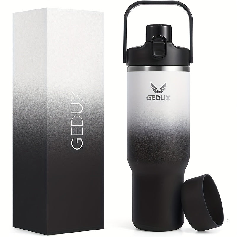 Vacuum Insulated Tumbler 32oz Stainless Steel with Handle Straw 2-in-1 Lid Chug Straw Lid Silicone Boot Matte Finish Keeps Drinks Cold Hot