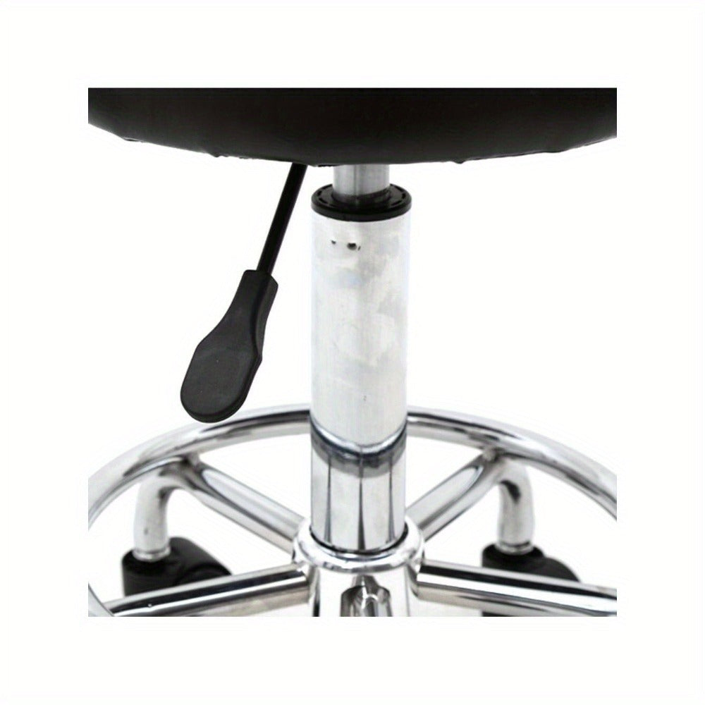 Salon Stool with Back & 360° Swivel, Adjustable Height 18.9", 22.8", Round Padded Cushion Seat, Chrome Base