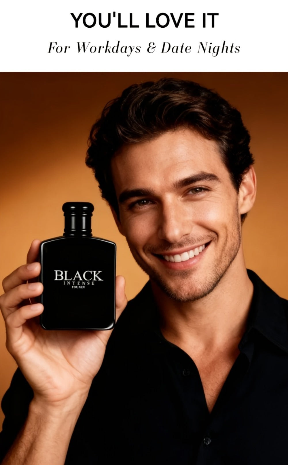 Men's Cologne Black Intense 100ml Eau de Toilette Two-Bottle Set in Matching Black Spray Bottles