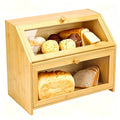 Bread Box for Kitchen Countertop, Large Bread Storage Container with Transparent Window, Multi-Layer Design for Loaves