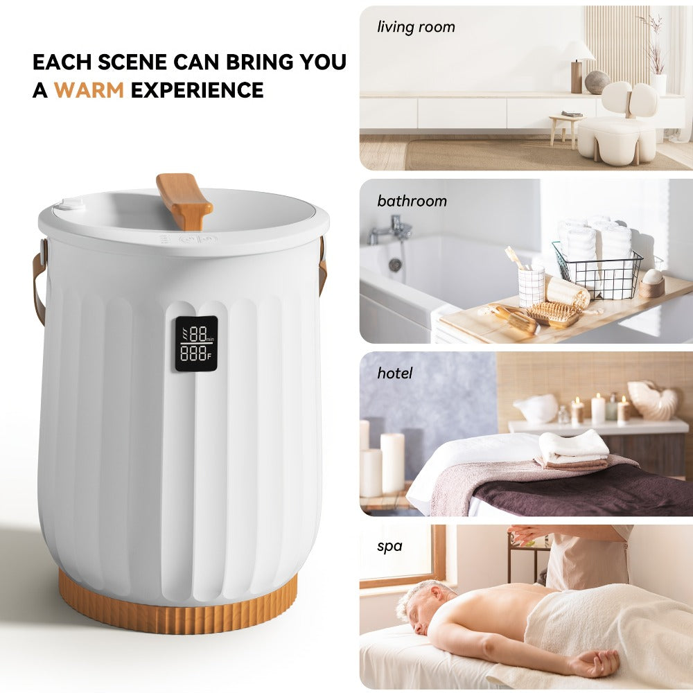 20L Digital Towel Warmer Bucket with LED Display, Four Timer Settings, Child Lock and White Finish
