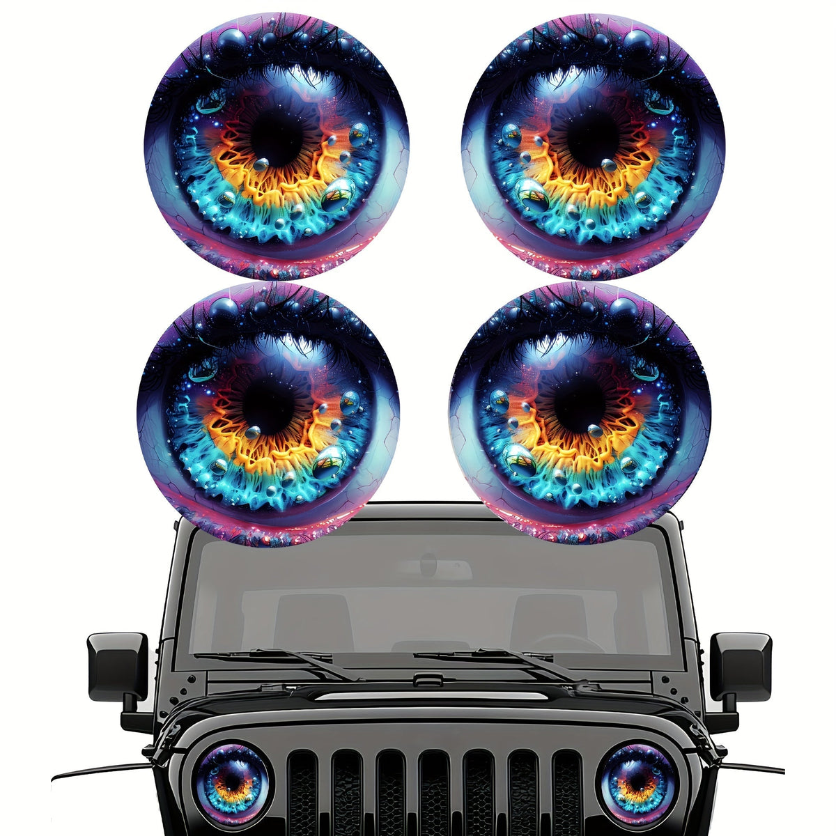 3D Beast Eye Headlight Stickers – Funny Car Headlight Decals for Jeep Round Headlights, Truck Body, Bumper & Window Decoration