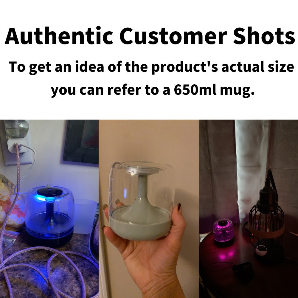 USB Humidifier with 7-Color Night Light for Entryways, Bedrooms and Living Spaces, with the Listed Configuration