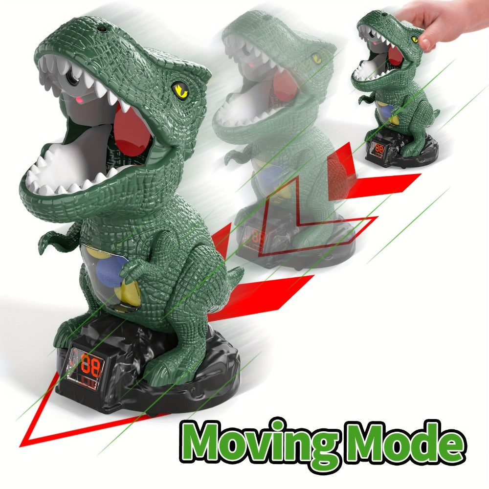 Dinosaur Shooting Game Toy with Sound Light & Spray, Movable Dino Target Launcher Set with Foam Bullets & Goggles for Boys Kids Ages 3+