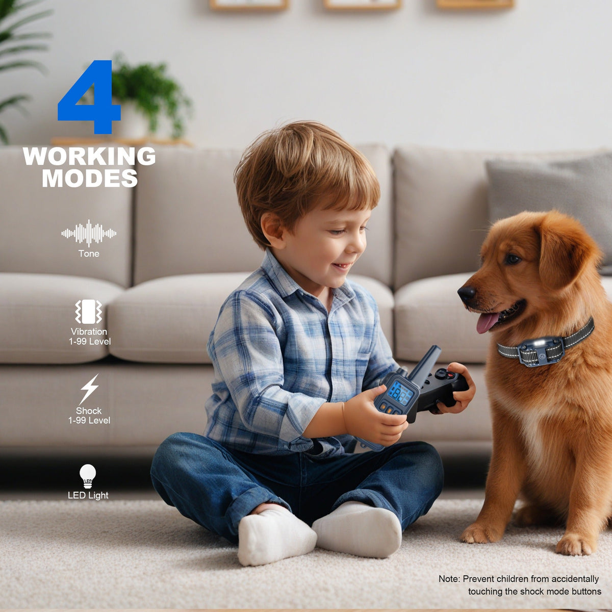 Dog Training Collar Remote Set with LED, Beep, Vibration and Static Modes for One, Two or Three Receivers