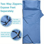 Sleeping Bag Liner for Adults – Two-Way Zipper Sleep Sack with Foot Exposure, Lightweight Portable Travel Sheet for Camping, Hiking