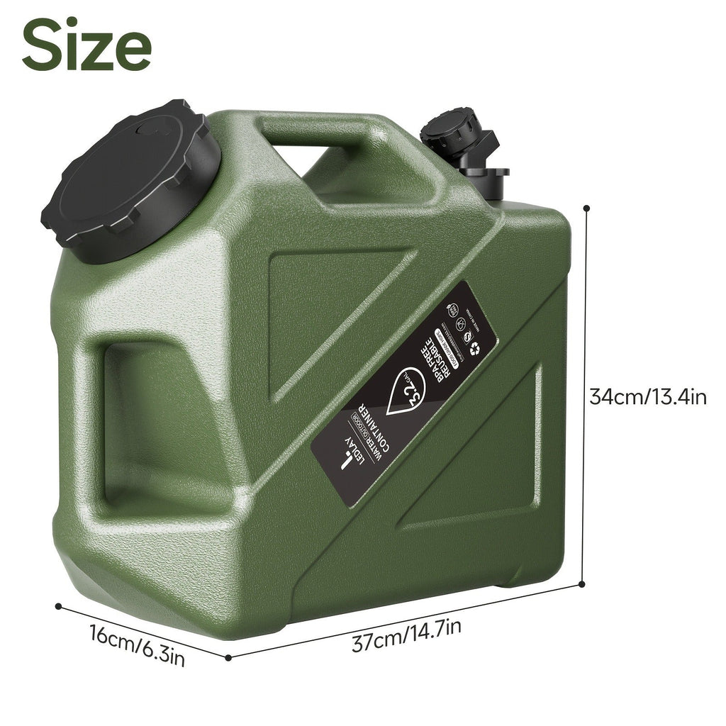 Collapsible Camping Water Storage Bucket 3.2 Gal Portable Water Tank with Faucet Dispenser Army Green Outdoor Emergency Water Container