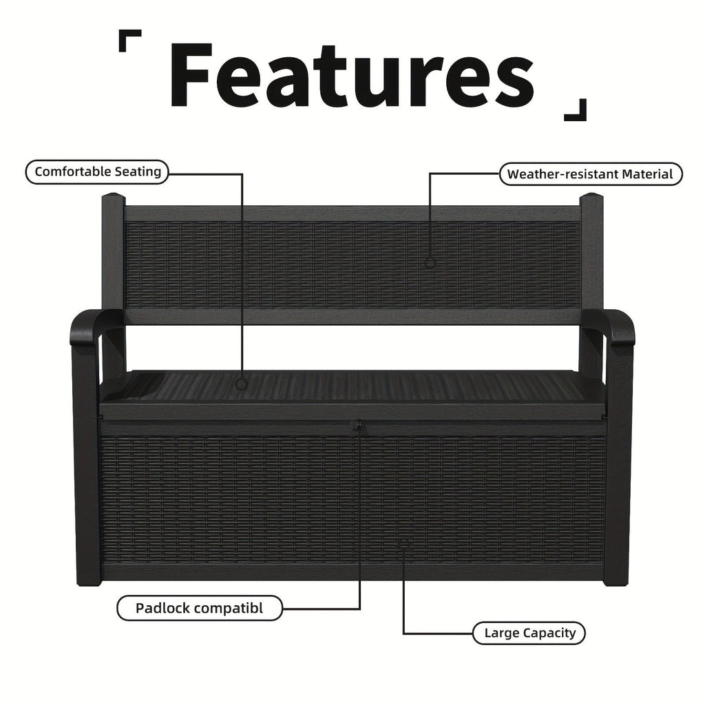 Outdoor Storage Bench 80 Gal, for Garden, Patio and Yard Use, with the Listed Configuration